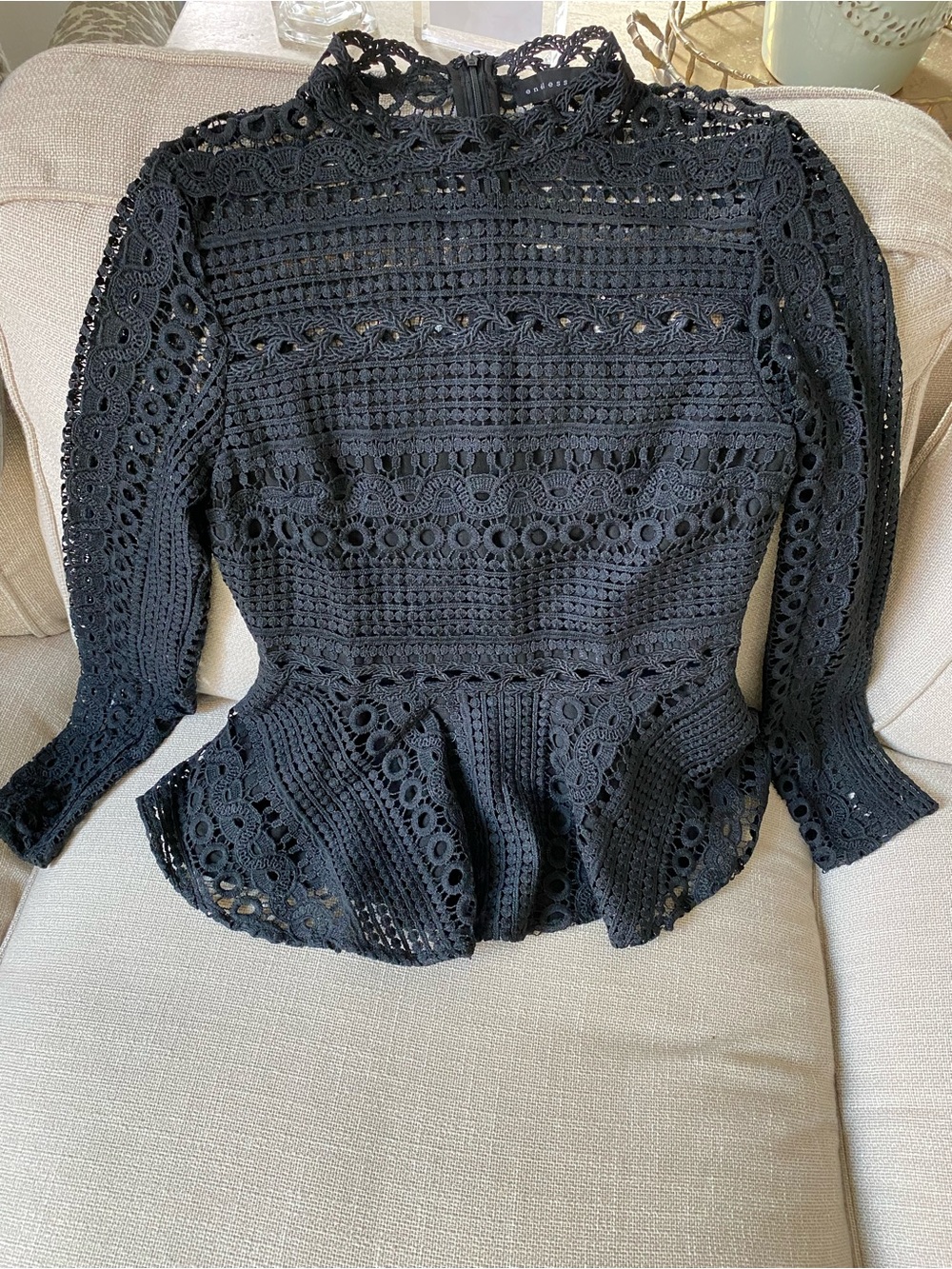 Endless Rose Black Crochet Lace Shell
